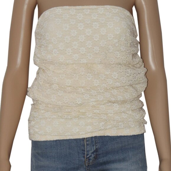 Free People Ona Convertible Ruched Mini Skirt Floral Lace Strapless Top M - Picture 4 of 7